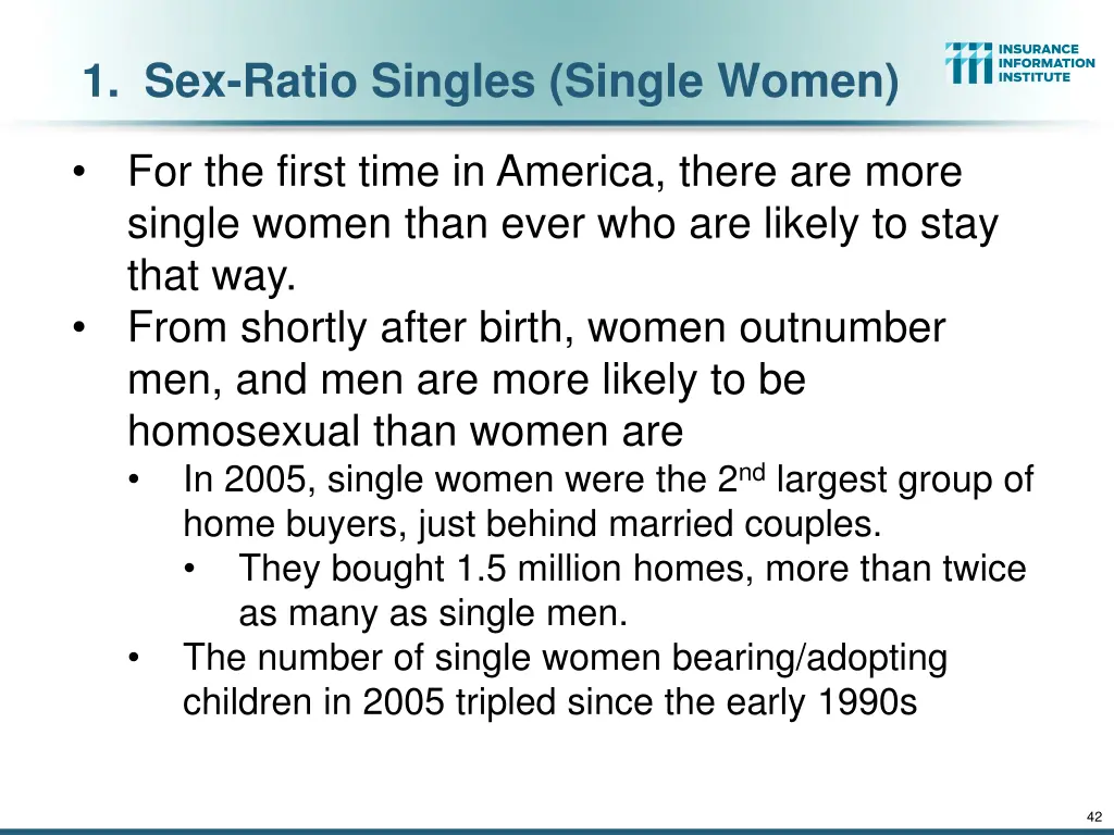 1 sex ratio singles single women