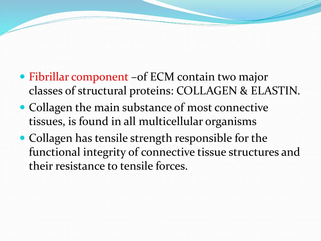 fibrillar component of ecm contain two major