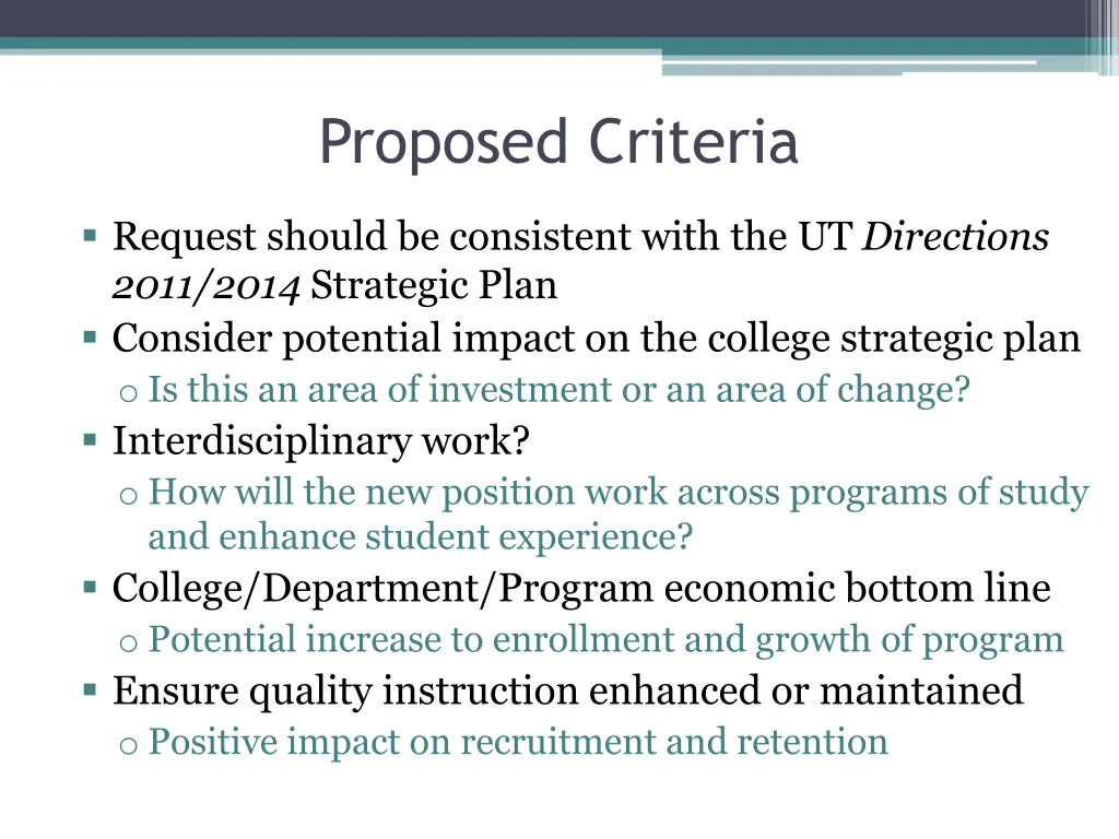 proposed criteria 1