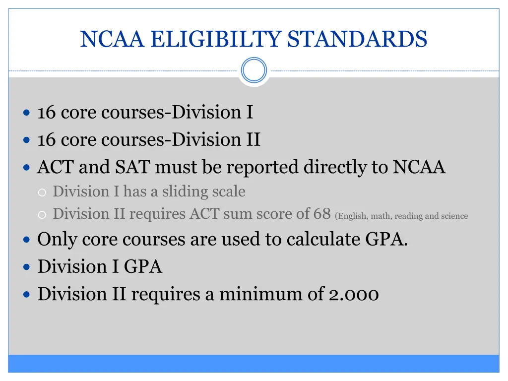 ncaa eligibilty standards