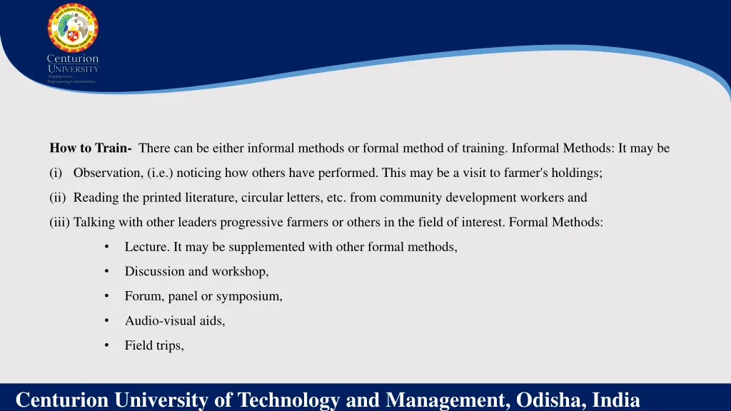 how to train there can be either informal methods