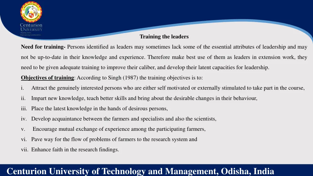 training the leaders