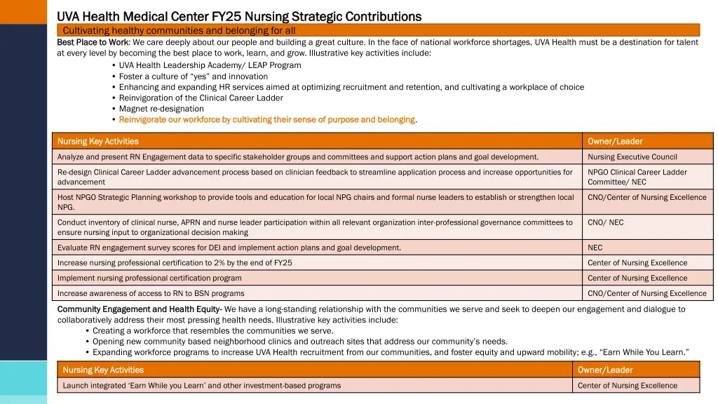 uva health medical center fy25 nursing strategic