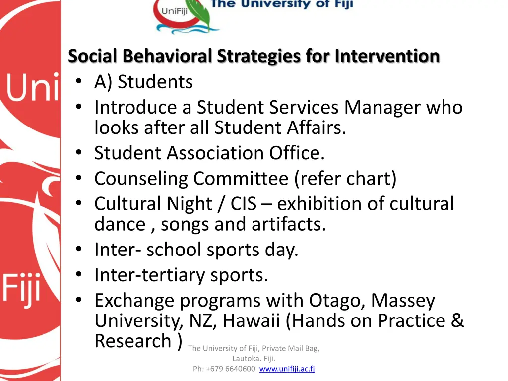 social behavioral strategies for intervention