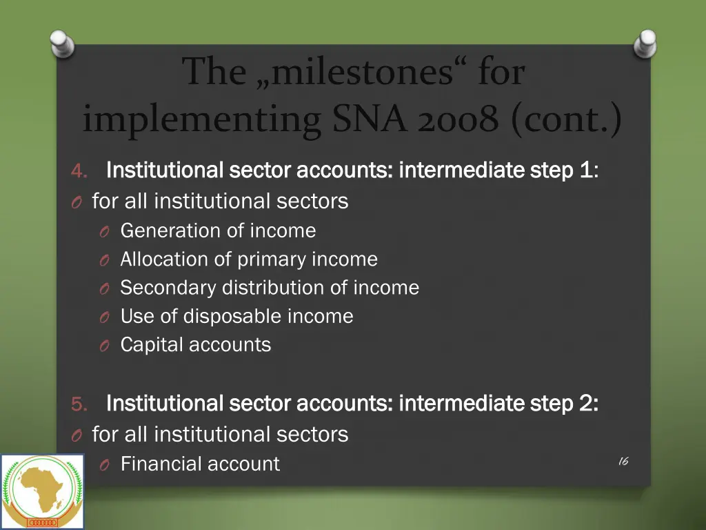 the milestones for implementing sna 2008 cont 1