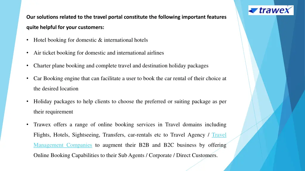 our solutions related to the travel portal
