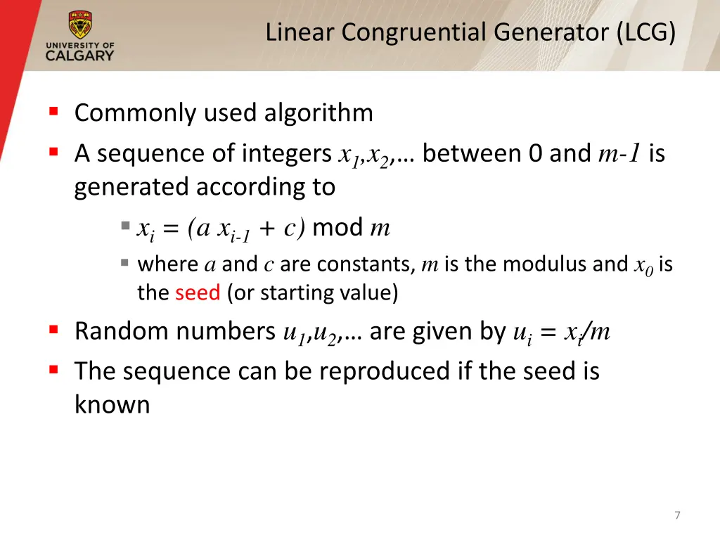 linear congruential generator lcg