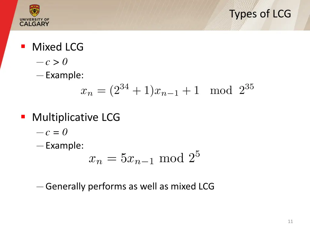 types of lcg