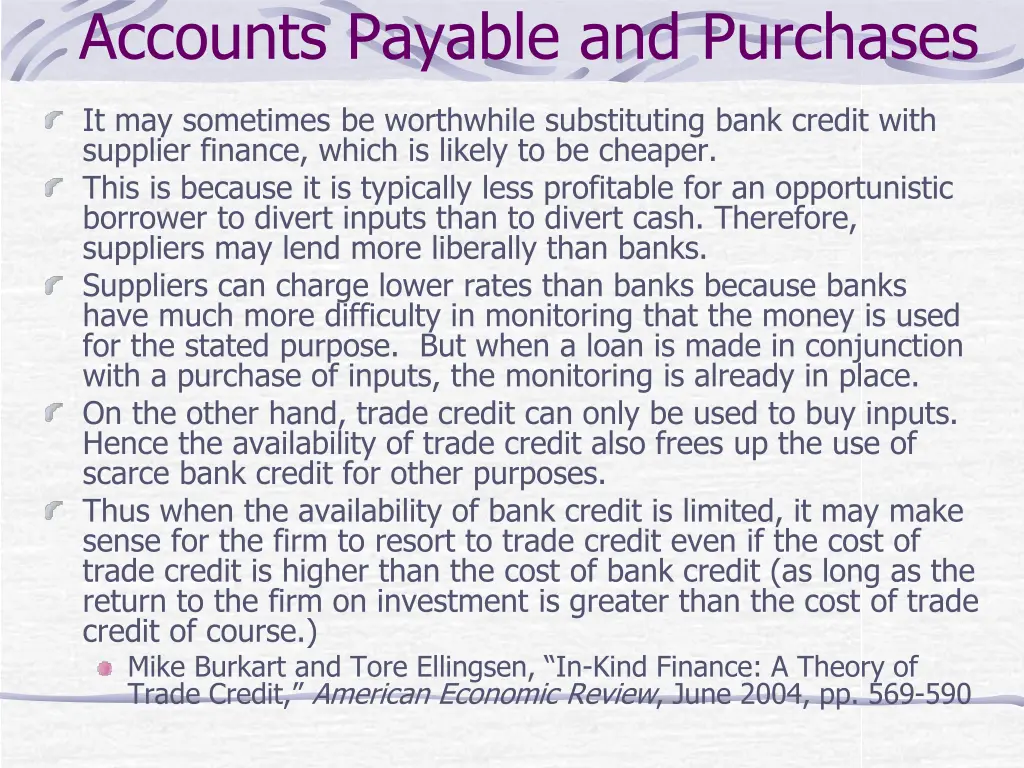 accounts payable and purchases