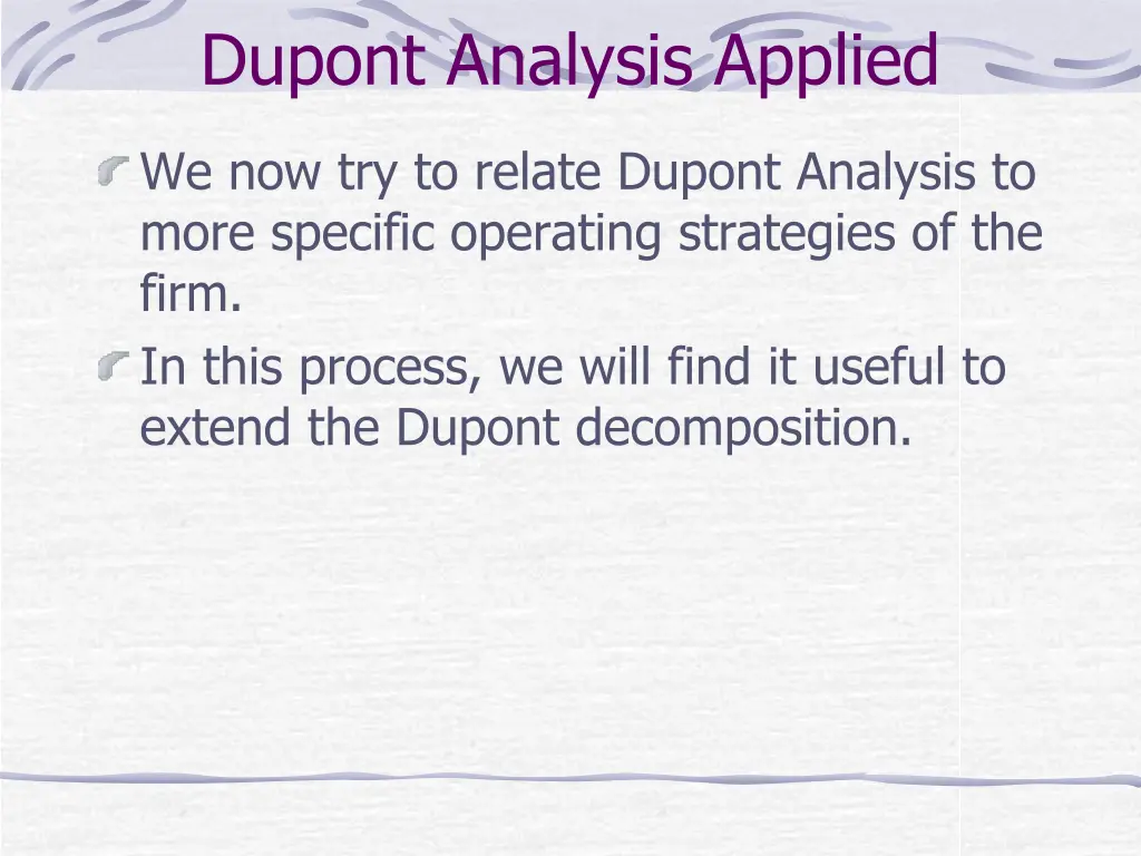 dupont analysis applied