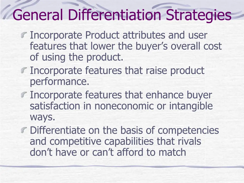 general differentiation strategies