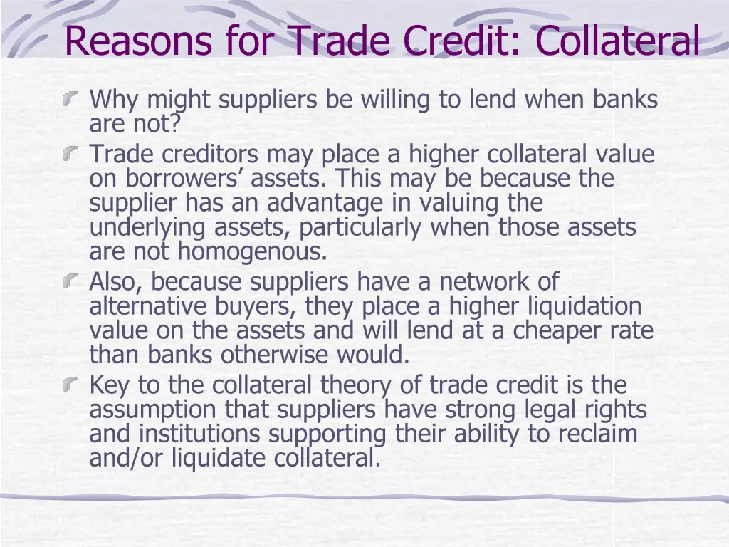 reasons for trade credit collateral