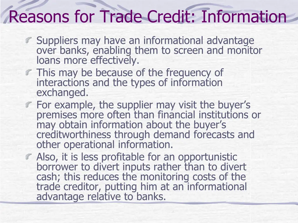 reasons for trade credit information