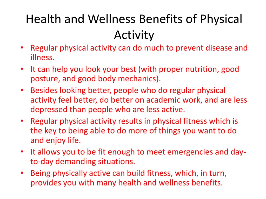 health and wellness benefits of physical activity