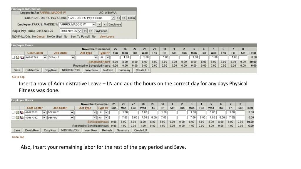 insert a row of administrative leave