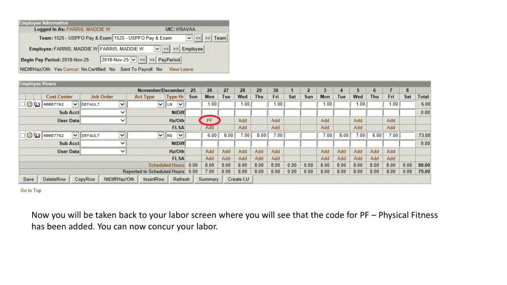 now you will be taken back to your labor screen