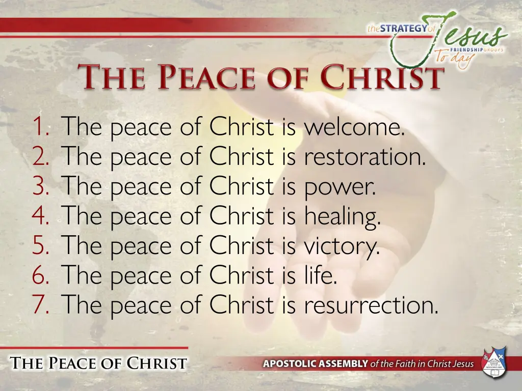 1 the peace of christ is welcome 2 the peace