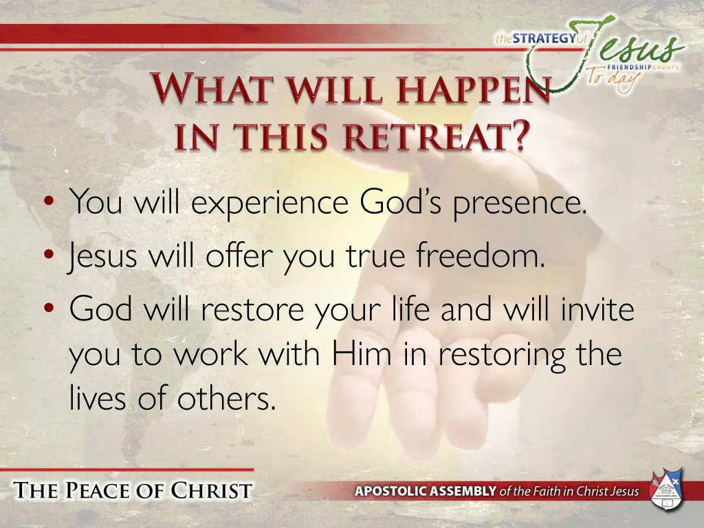 you will experience god s presence jesus will