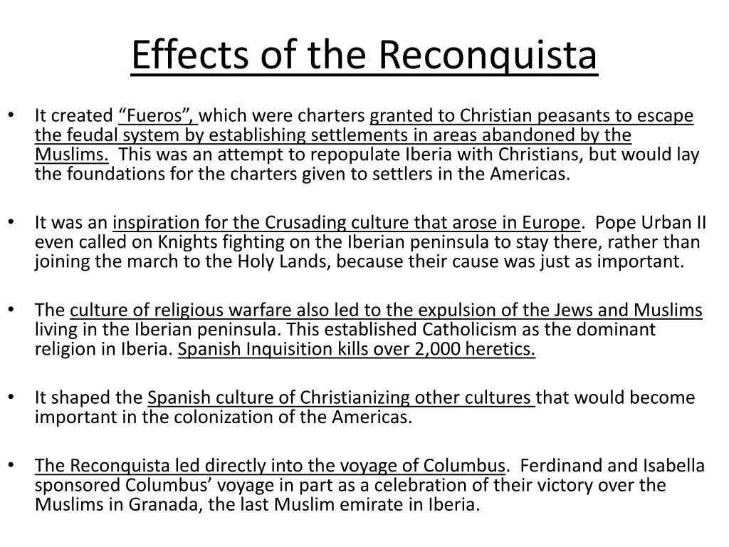 effects of the reconquista