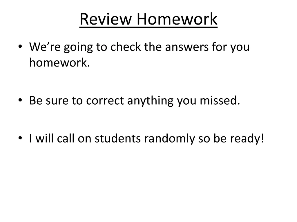 review homework