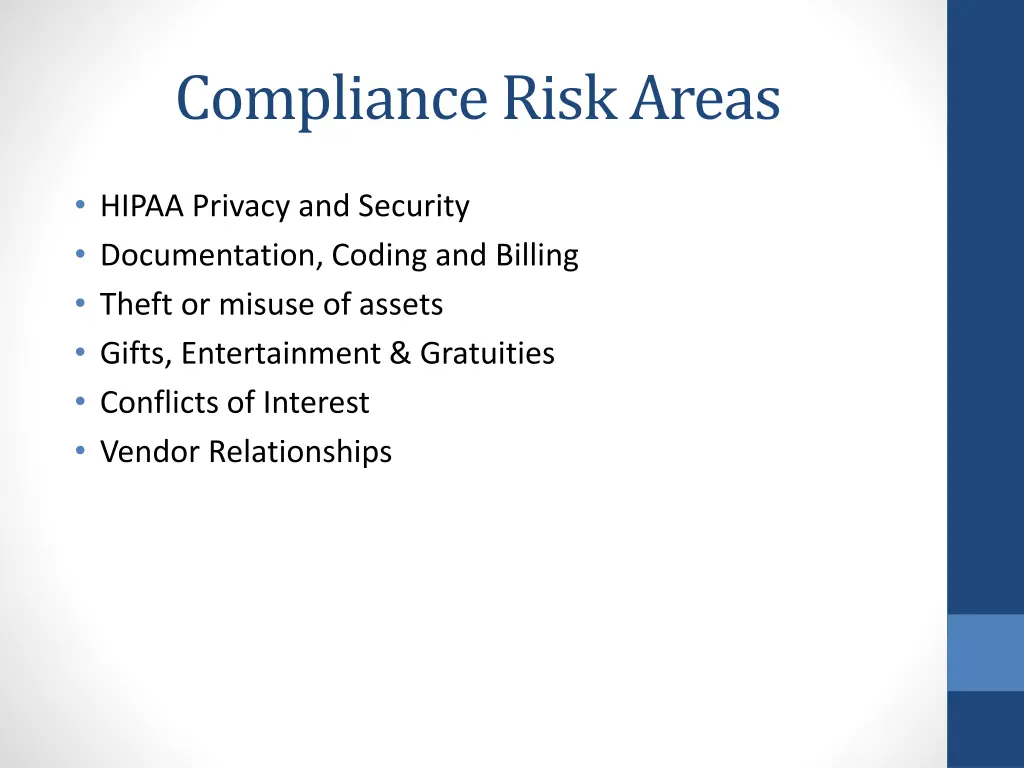 compliance risk areas