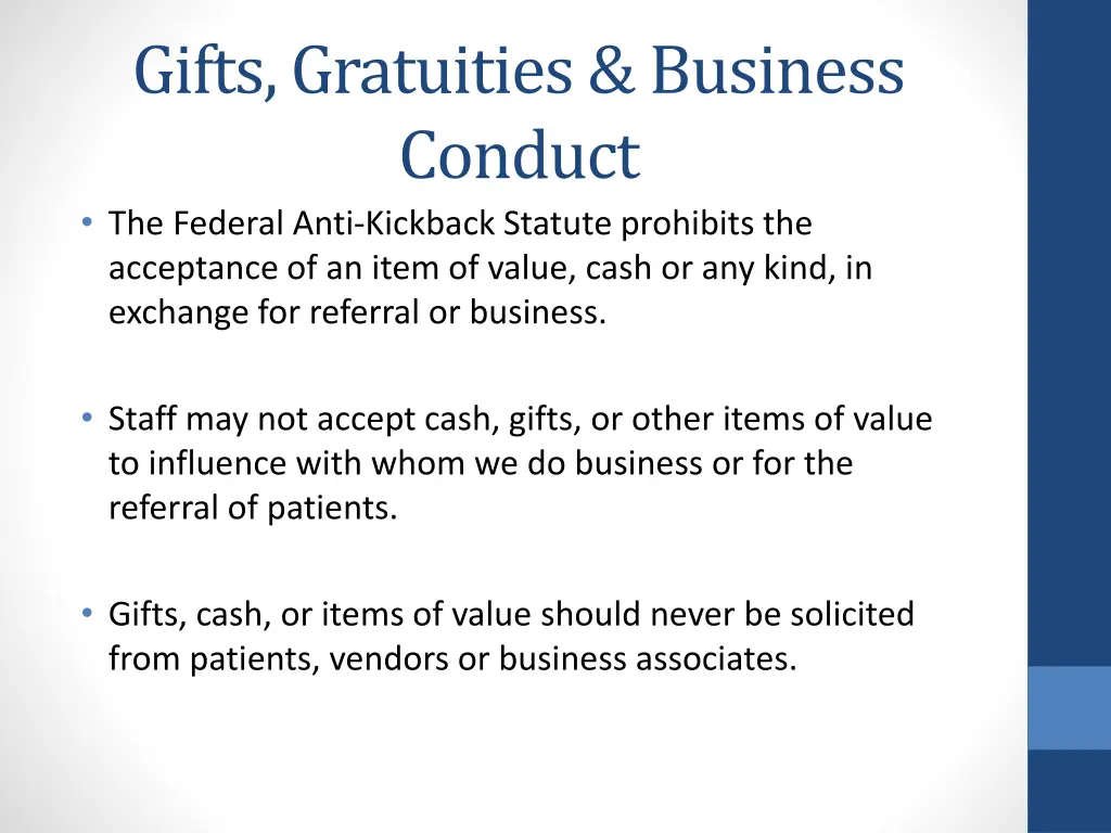 gifts gratuities business conduct the federal