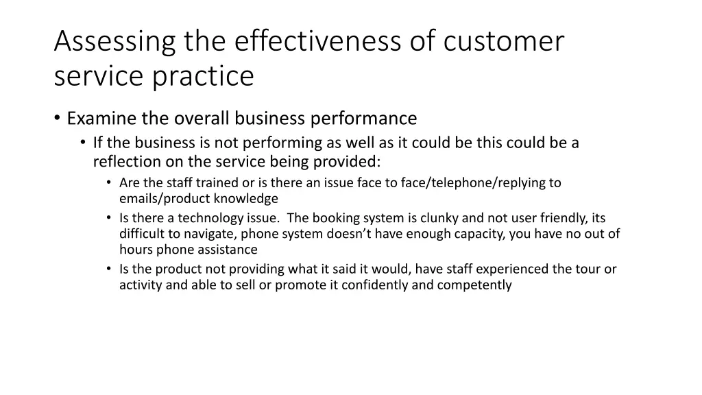 assessing the effectiveness of customer service