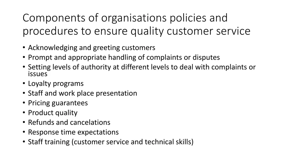 components of organisations policies