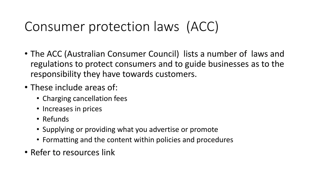 consumer protection laws acc