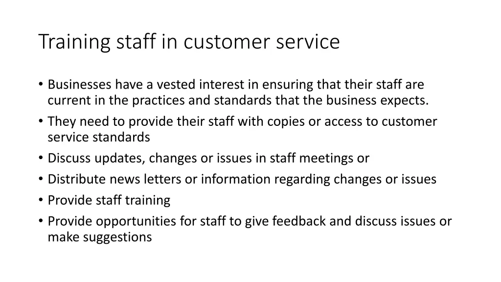training staff in customer service