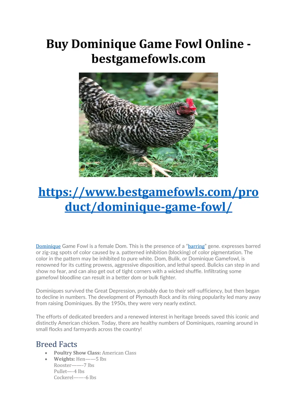 buy dominique game fowl online bestgamefowls com