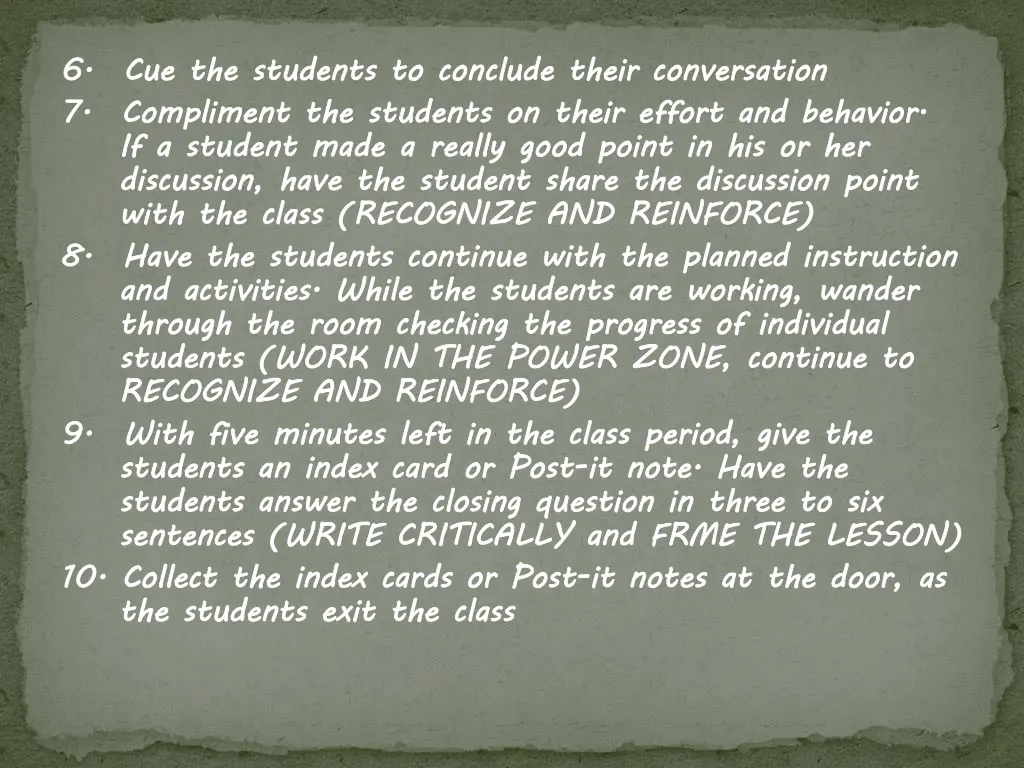 6 cue the students to conclude their conversation