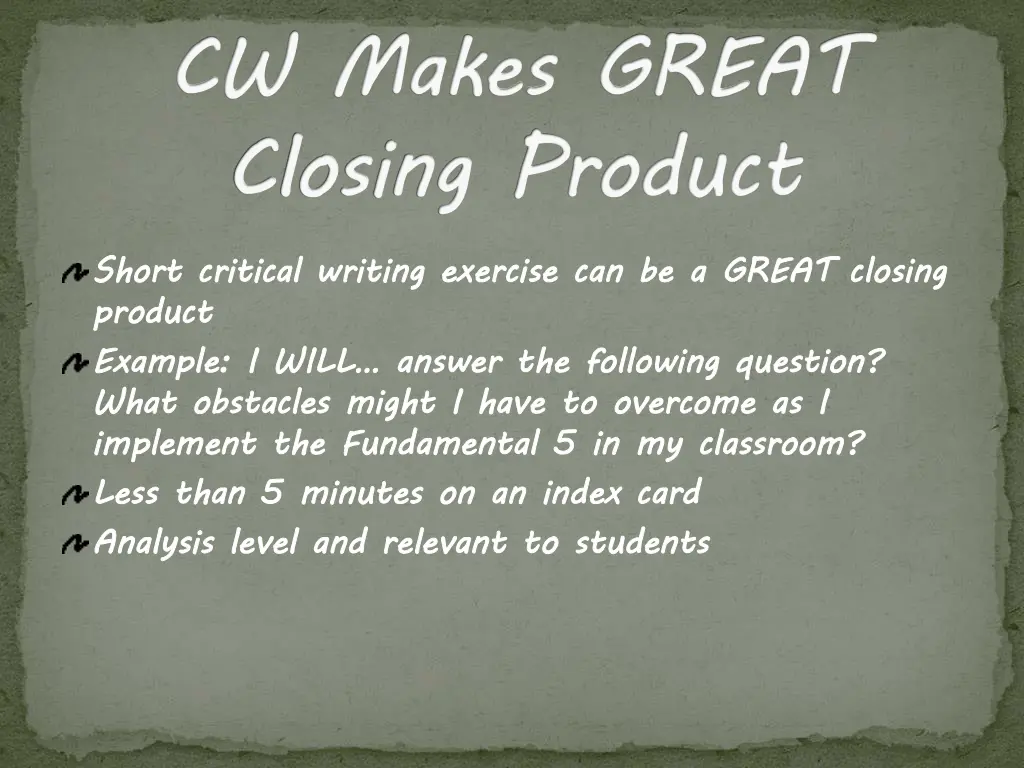 cw makes great closing product