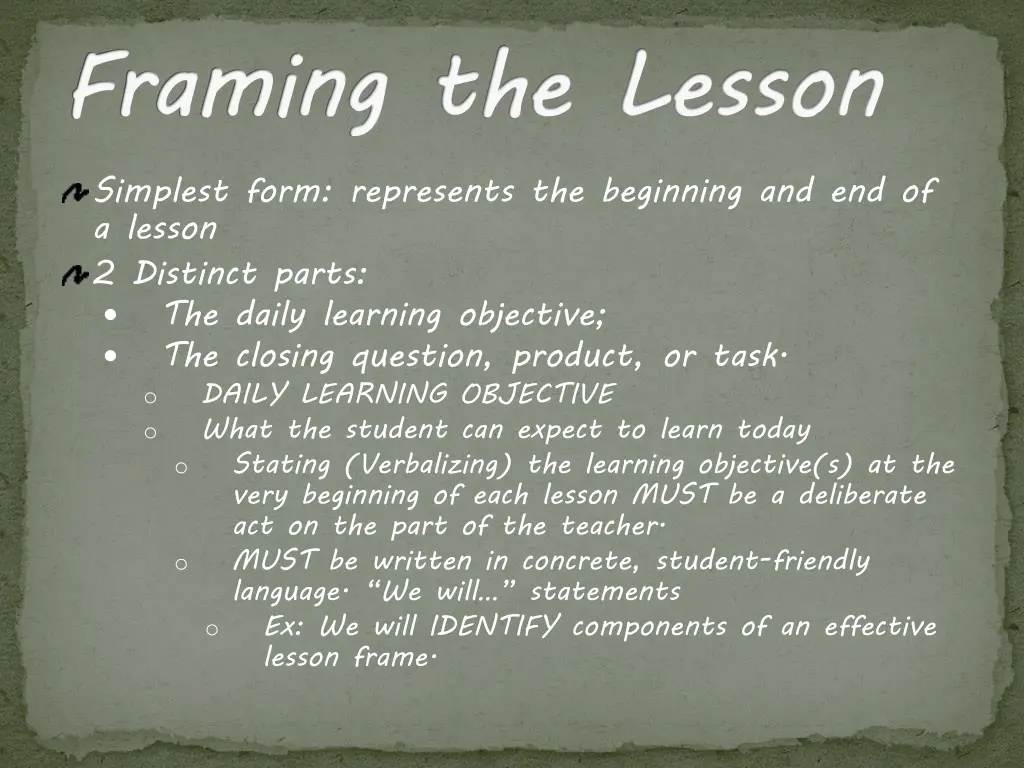 framing the lesson