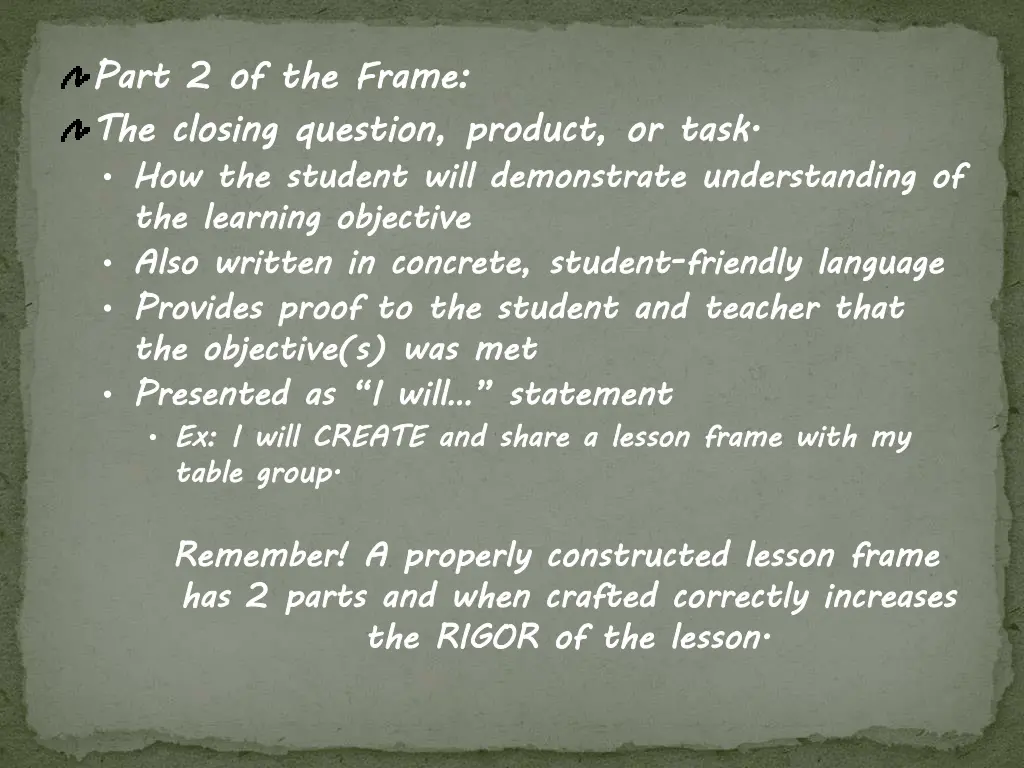 part 2 of the frame the closing question product