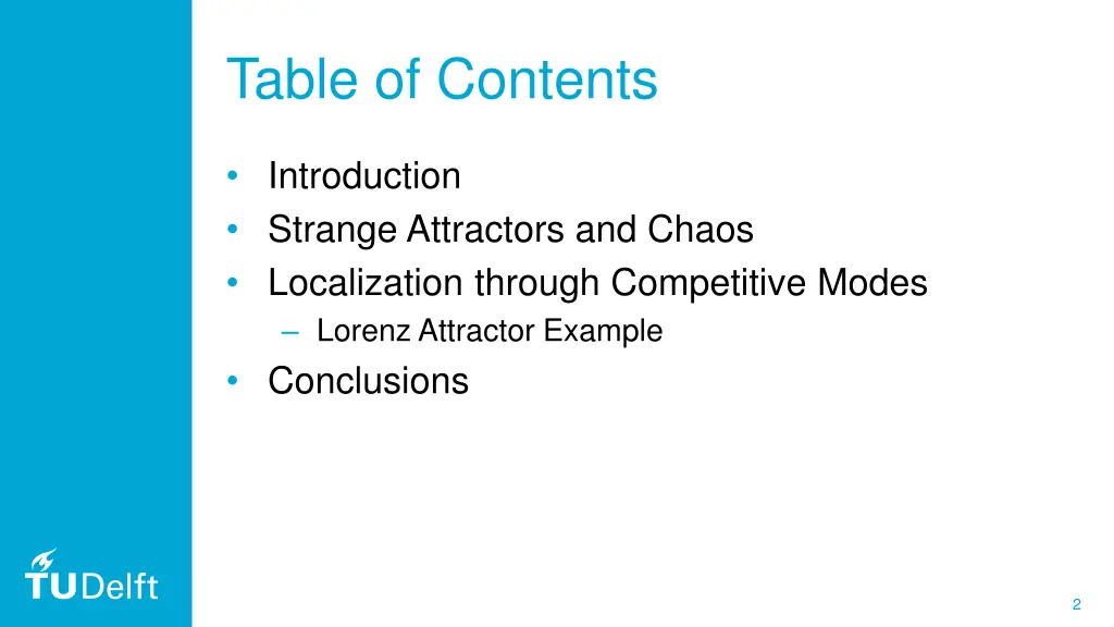 table of contents