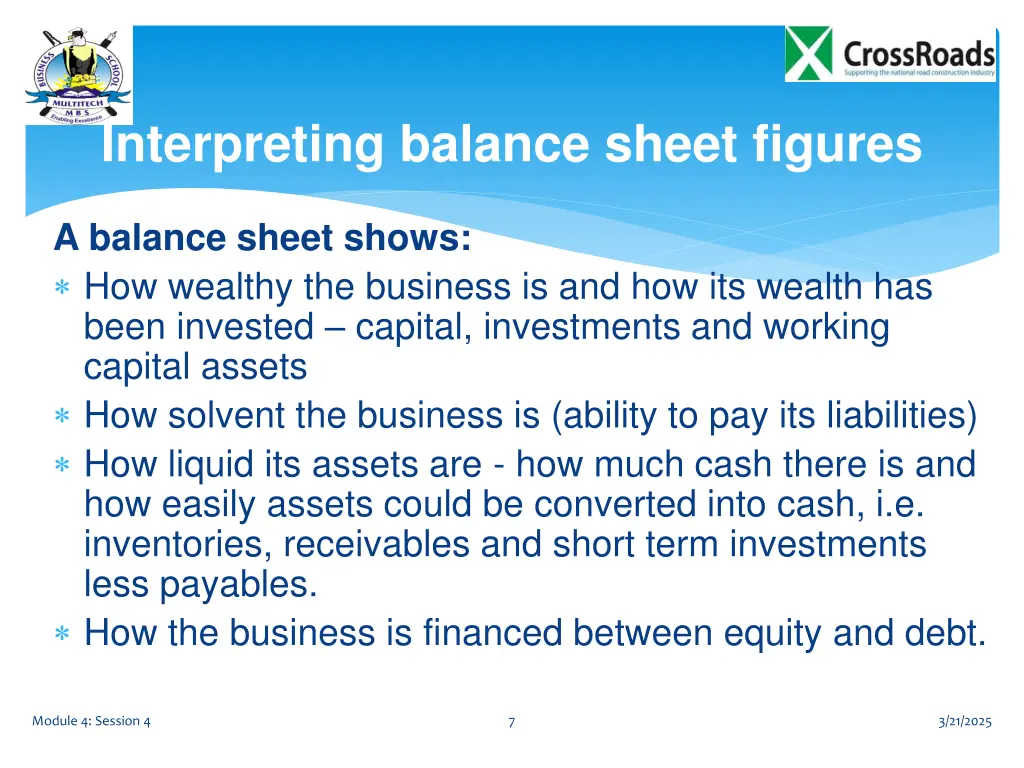 interpreting balance sheet figures