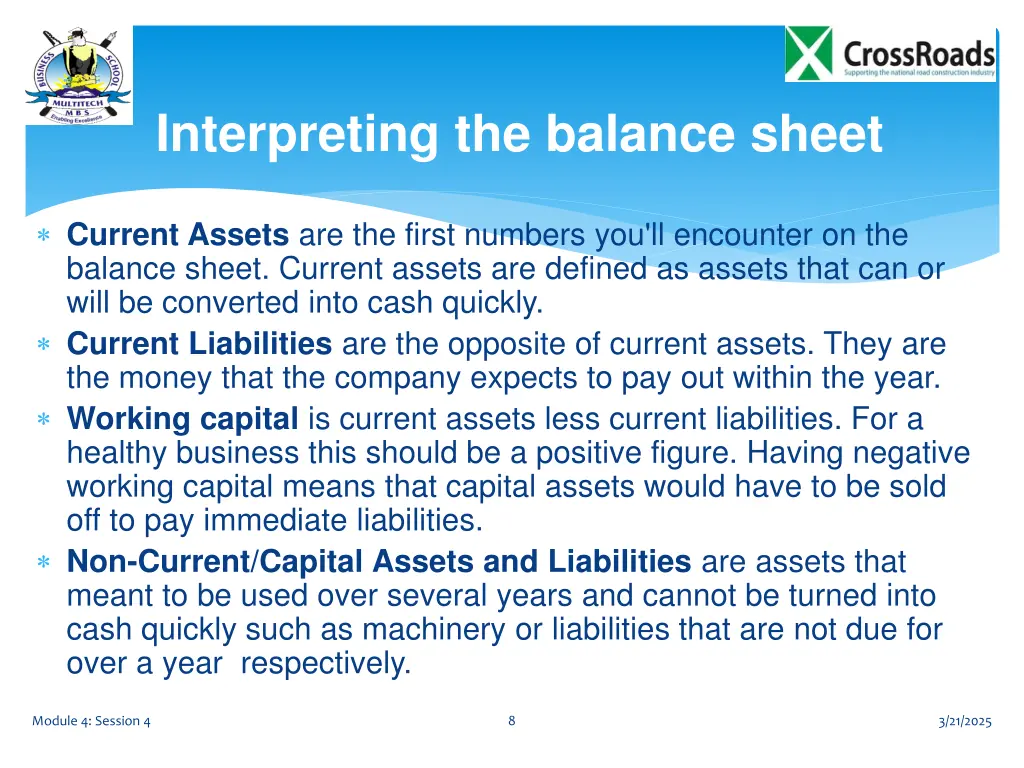 interpreting the balance sheet