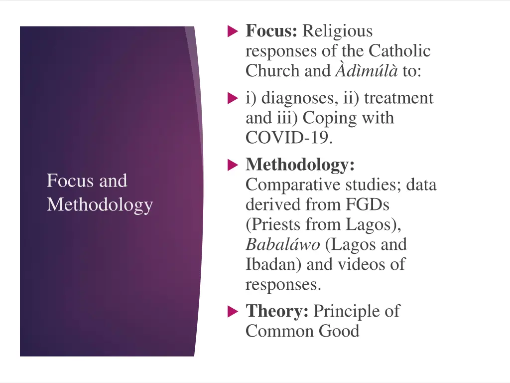 focus religious responses of the catholic church
