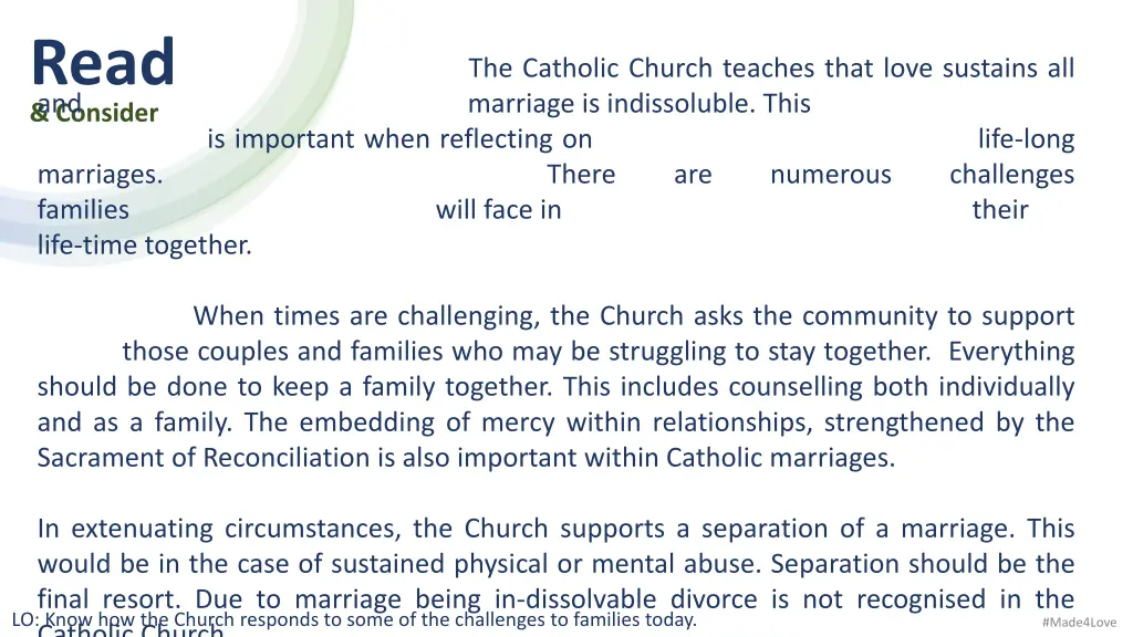consider read and marriage is indissoluble this