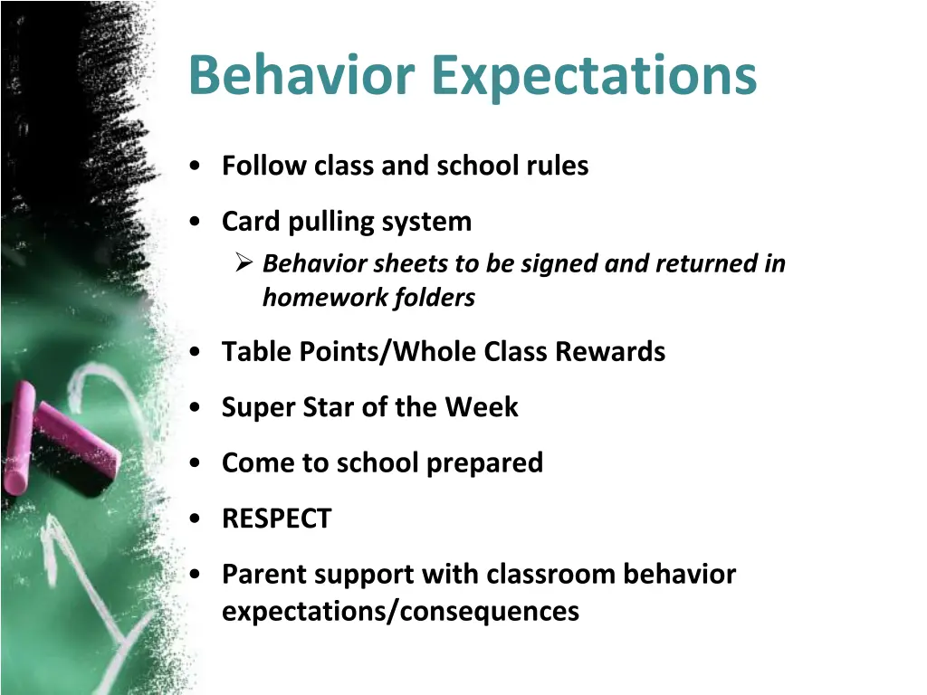 behavior expectations