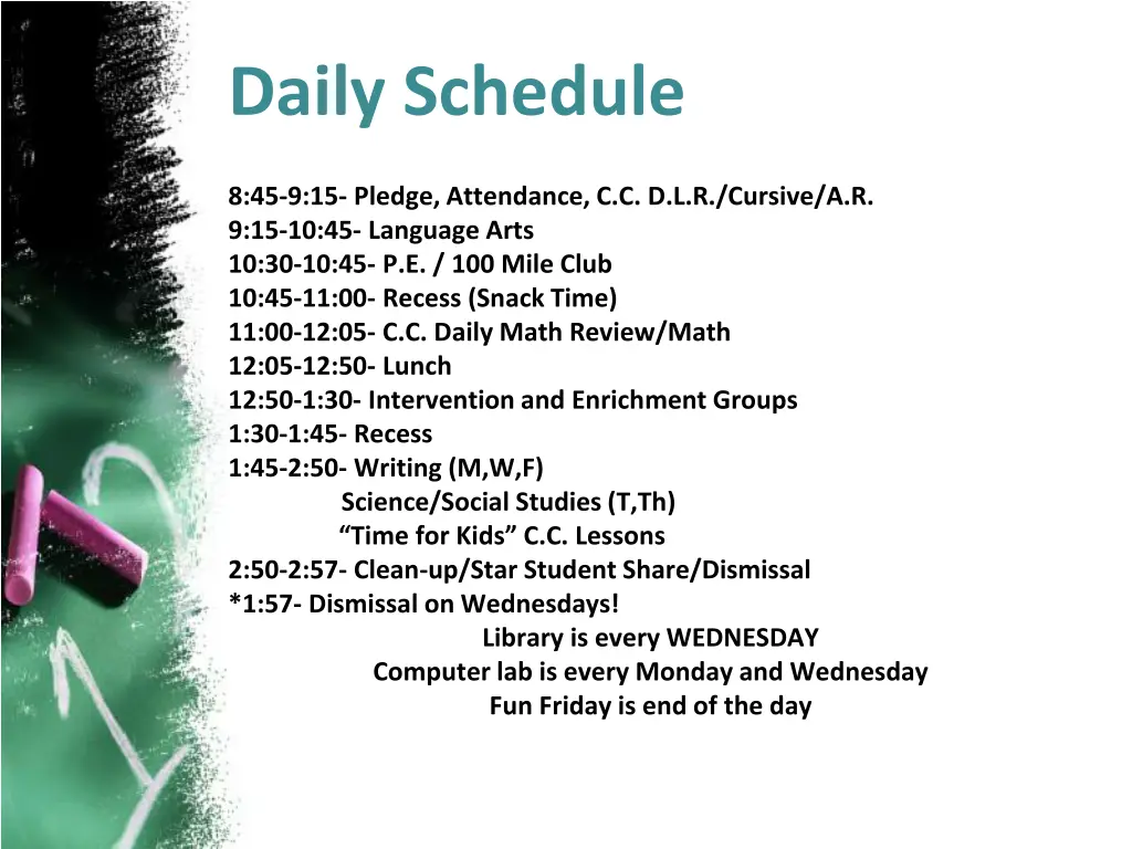 daily schedule