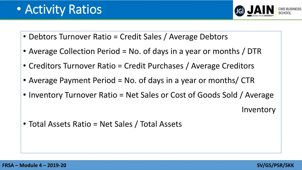 activity ratios activity ratios 1
