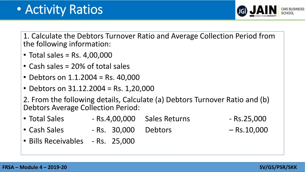 activity ratios activity ratios 2