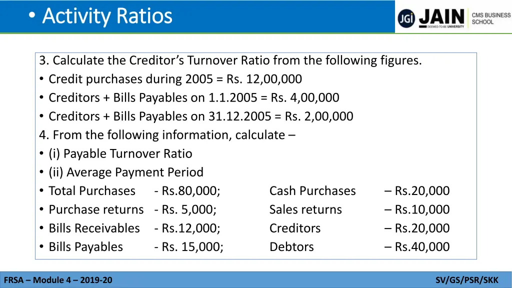 activity ratios activity ratios 3