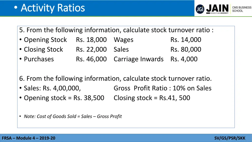 activity ratios activity ratios 4