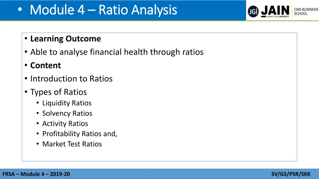 module 4 module 4 ratio analysis