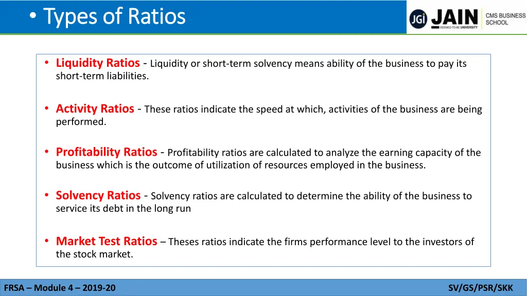 types of ratios types of ratios