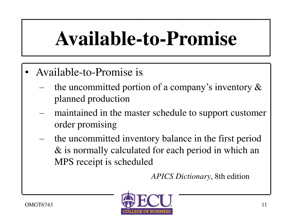 available to promise