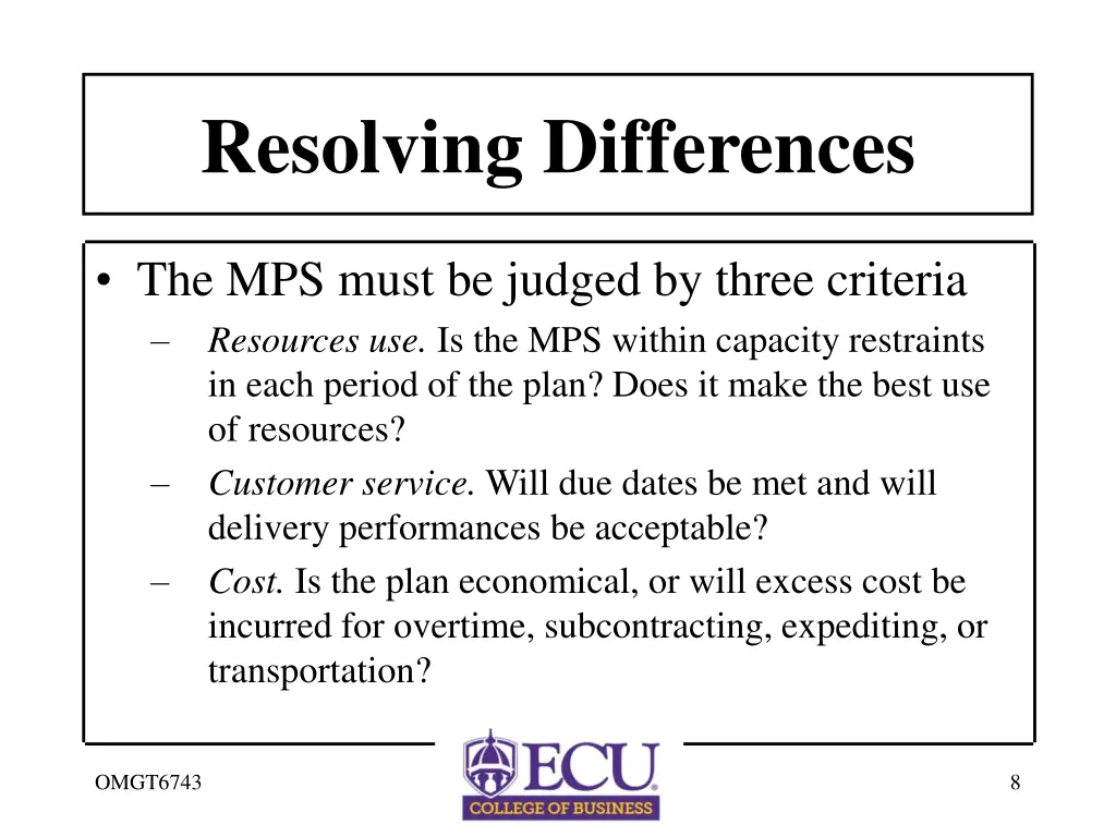 resolving differences 1